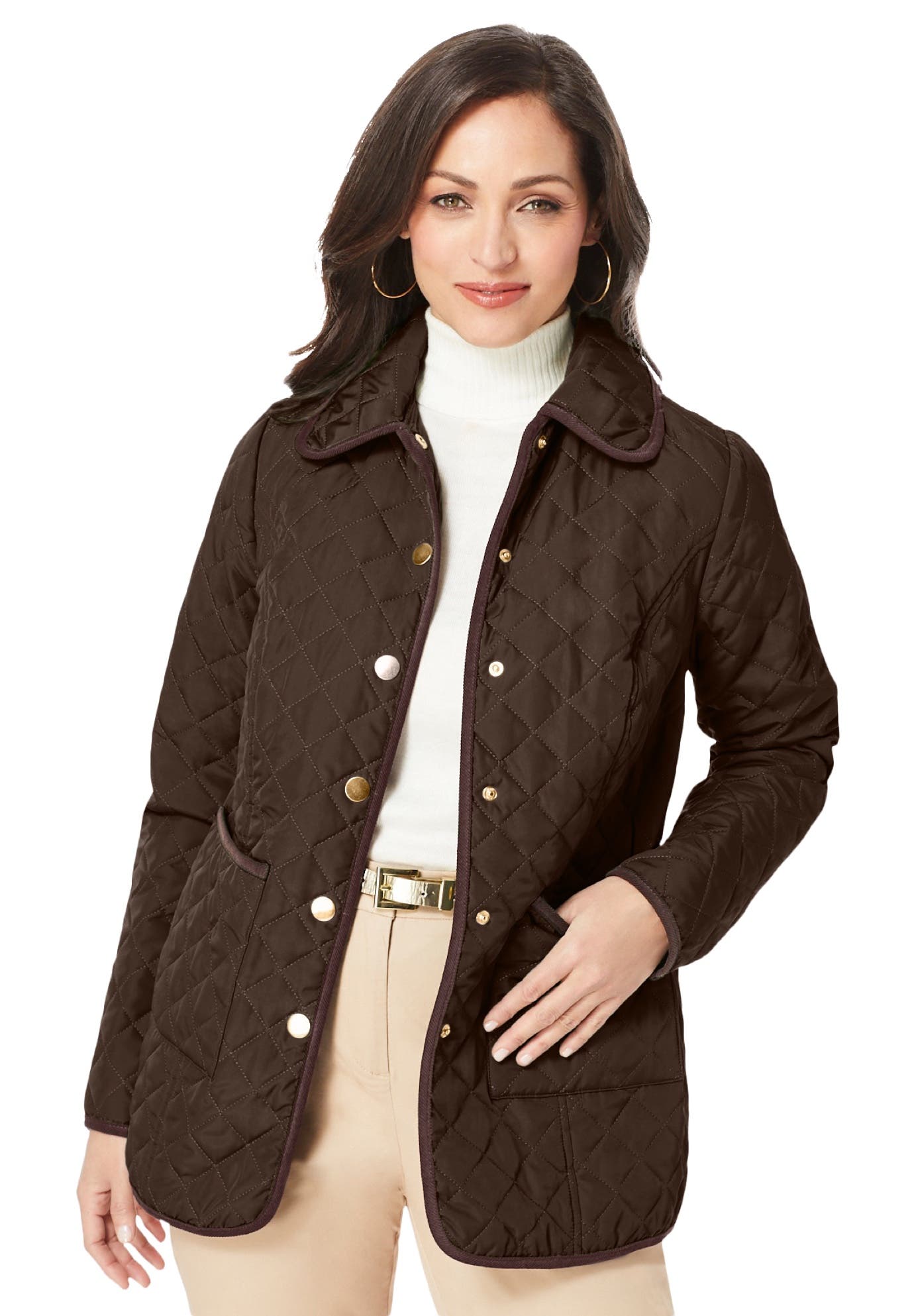 Snap-Front Quilted Coat - image 4