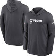 Nike Men's Nike Anthracite Dallas Cowboys Sideline Pure Fury Performance Long Sleeve Hoodie T-Shirt