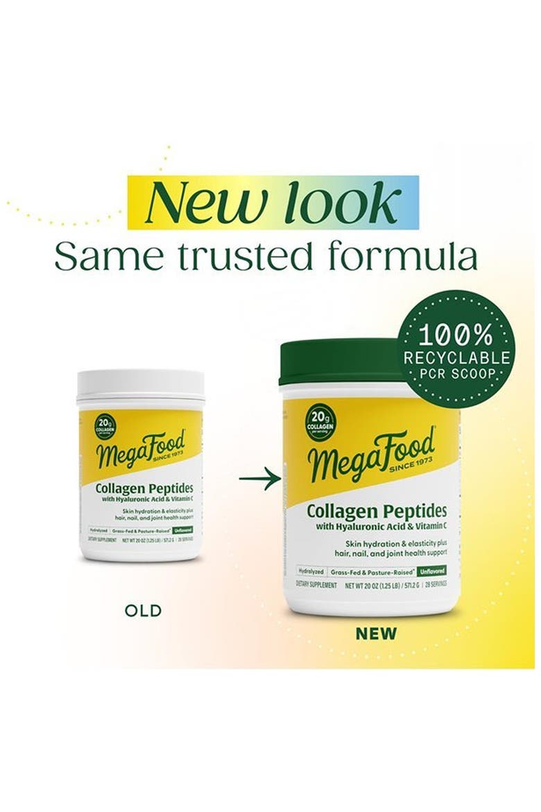 Collagen Peptides Powder with Hyaluronic Acid & Vitamin C, Grass-Fed Bovine, Unflavored, 20 oz, Alternate, color, None