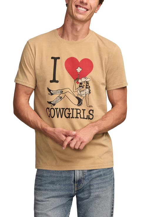 I Love Cowgirls Cotton Graphic T-Shirt