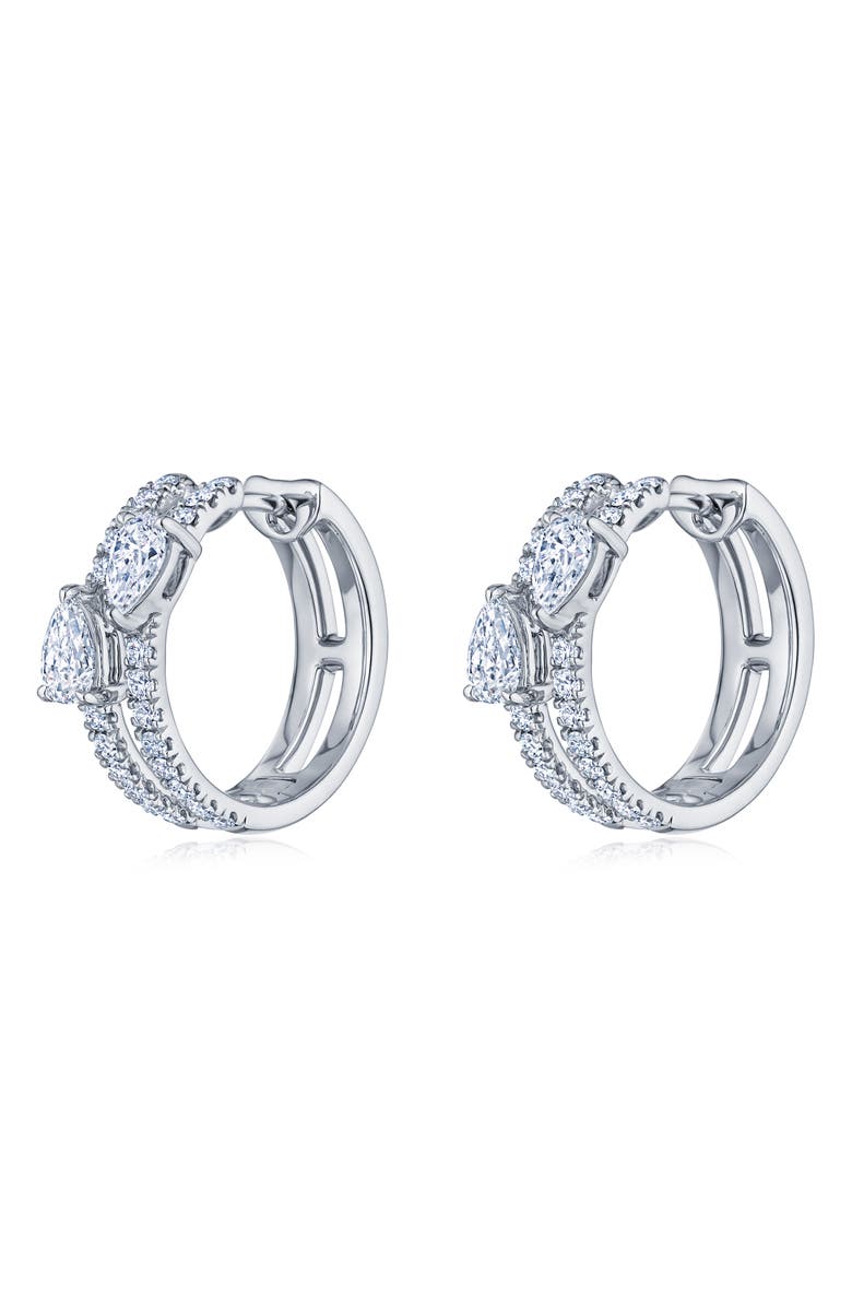 Kwiat Duet Diamond Double Huggie Hoop Earrings, Main, color, White Gold