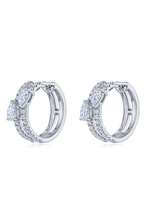 Duet Diamond Double Huggie Hoop Earrings
