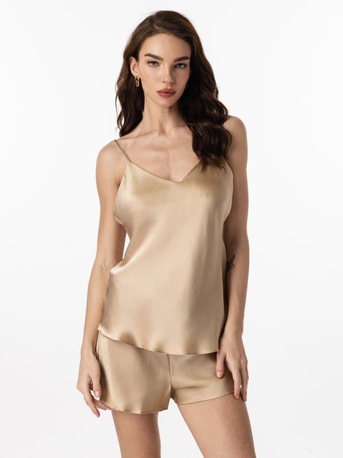 Silksilky Silk Spaghetti Strap Camisole Pajama Set