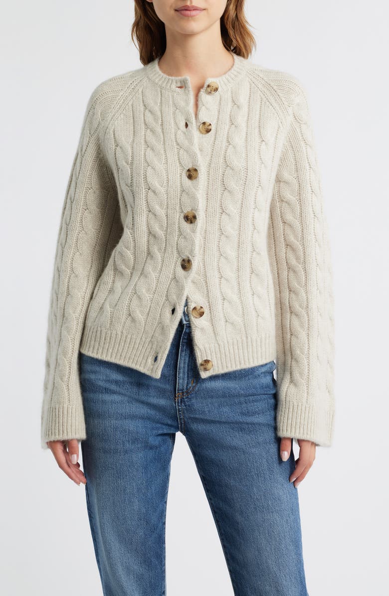 DÔEN Virginie Cable Cashmere Cardigan, Main, color, Cottage