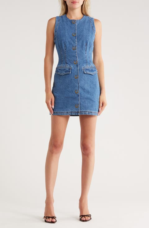 Western Button Denim Minidress