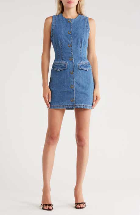 Avec Les Filles Western Button Denim Minidress