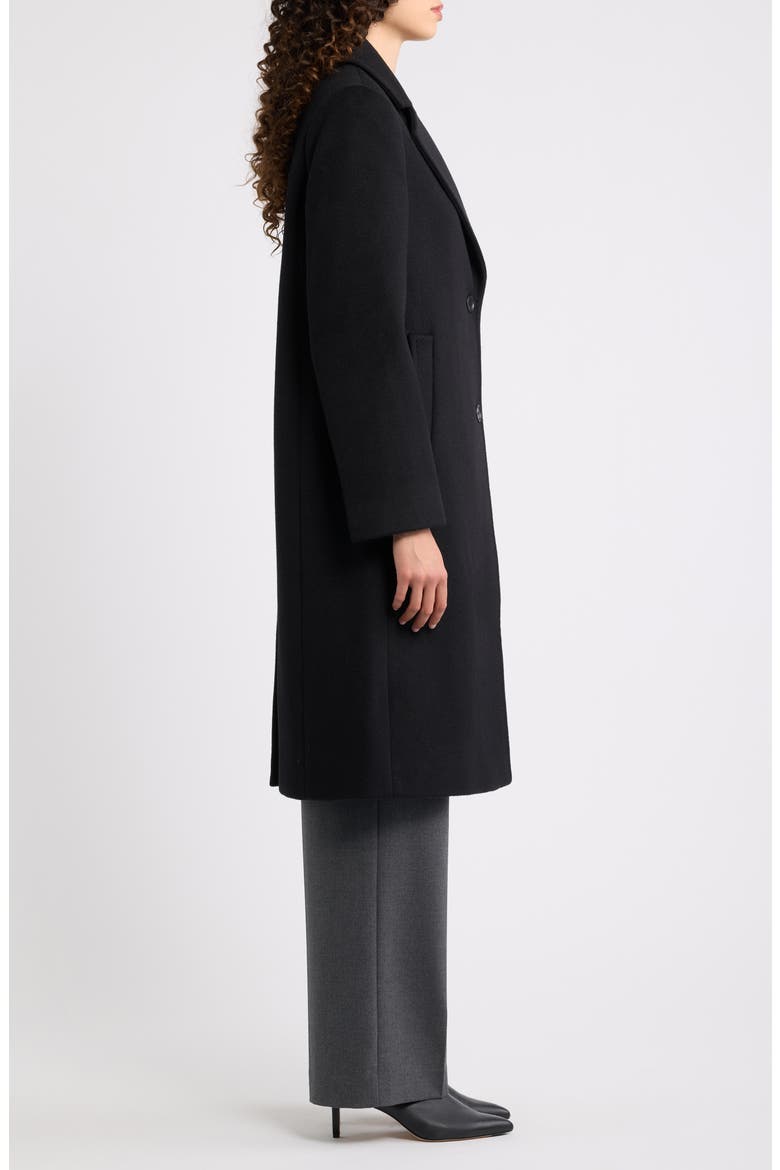 Wool & Cashmere Blend Reefer Coat, Alternate, color, BLACK