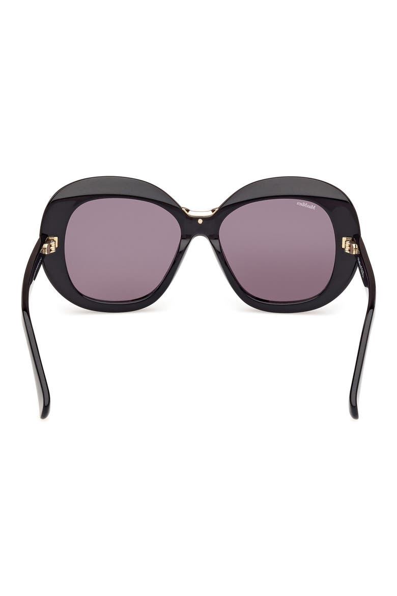 Edna 55mm Round Sunglasses, Alternate, color, SHINY BLACK / SMOKE