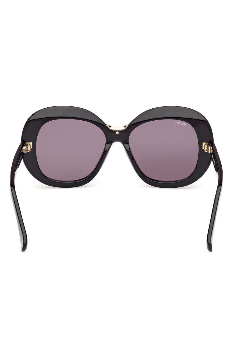 Max Mara Edna 55mm Round Sunglasses, Alternate, color, Shiny Black / Smoke