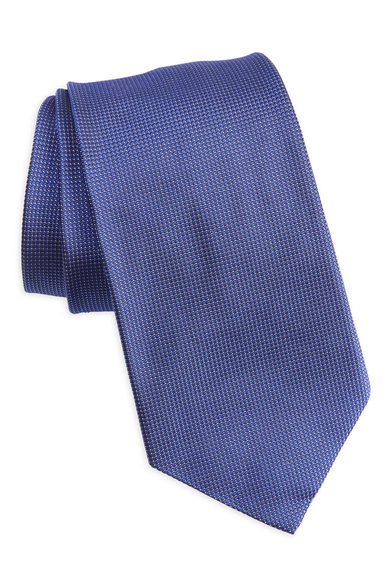 Bond St. Solid Silk Tie, Main, color, BLUE
