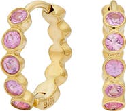 Sethi Couture 18k Gold Pink Sapphire Huggie Hoop Earrings