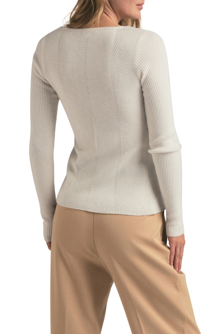 The Serena Rib Merino Wool Cardigan, Alternate, color, IVORY