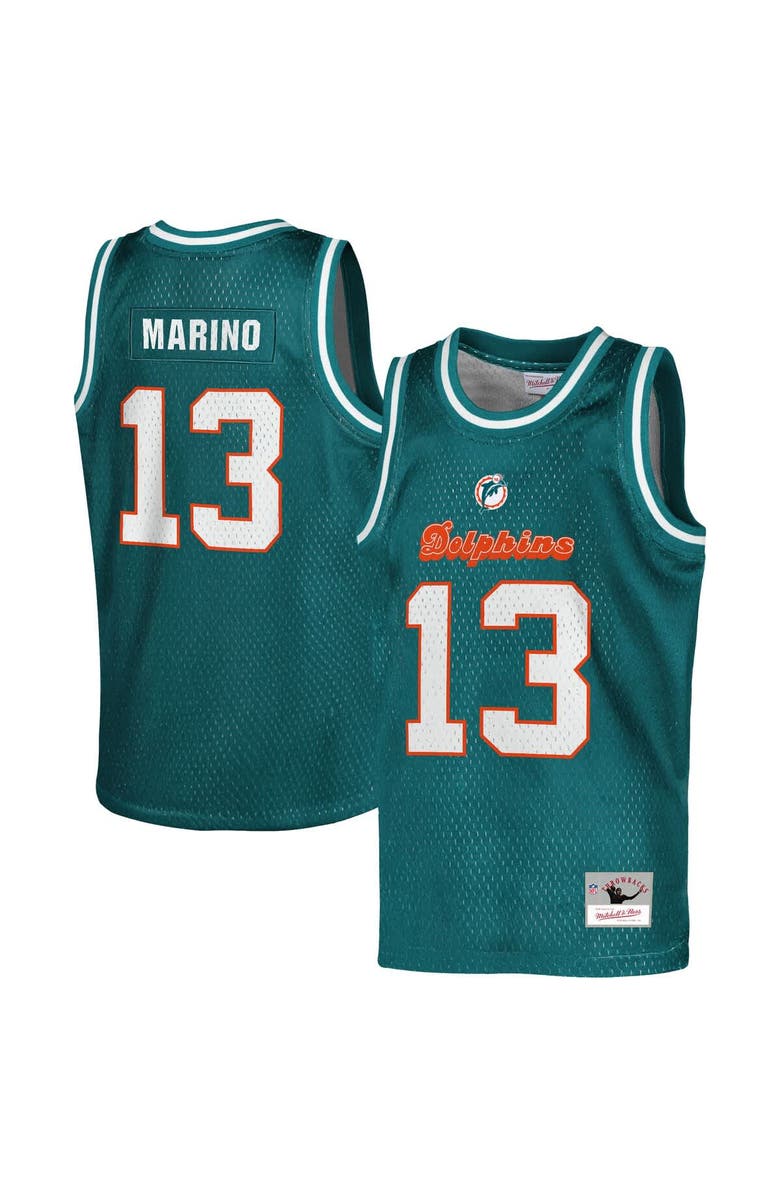 Mitchell & Ness Youth Mitchell & Ness Dan Marino Aqua Miami Dolphins Retired Player NFL Basketball Fashion Jersey, Main, color, Aqua