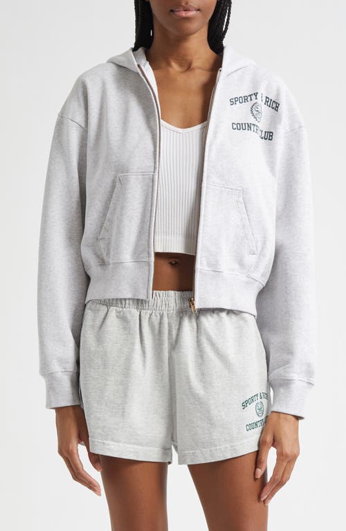 Sporty And Rich Sporty & Rich Varsity Crest Crop Graphic Hoodie In Gray
