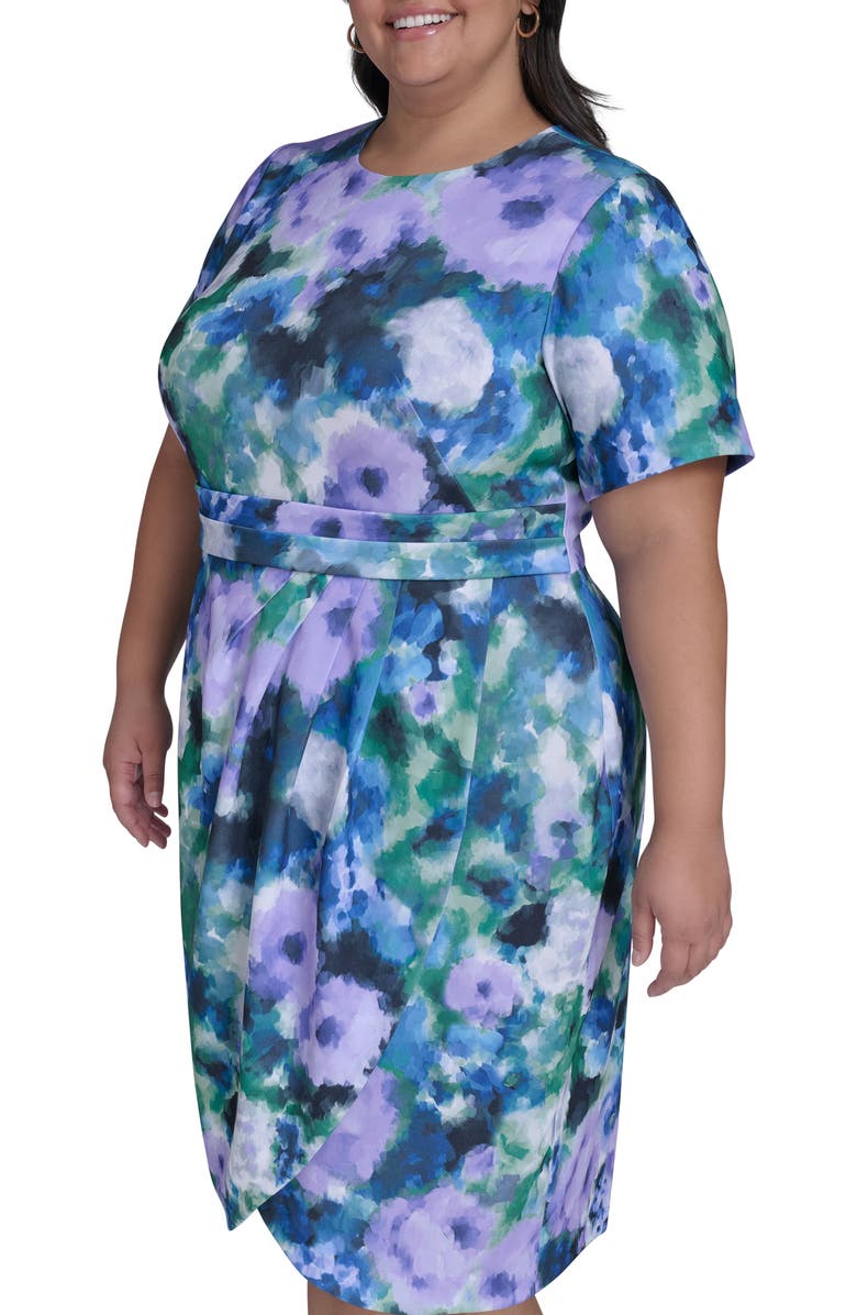 Calvin Klein Ruched Short Sleeve Sheath Dress, Alternate, color,