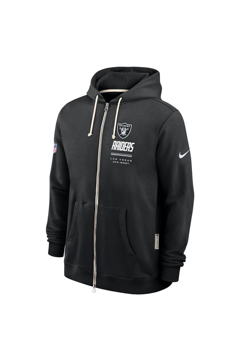 Men's Nike Black Las Vegas Raiders Sideline Standard Issue Quarterback Scramble Dri-FIT Full-Zip Hoodie, Alternate, color, Black