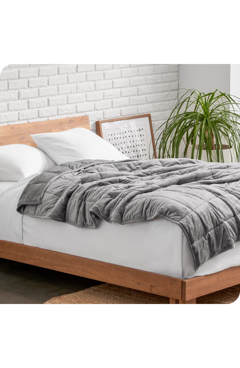 Bare Home Minky Fleece Weighted Blanket, Alternate, color, Light Grey