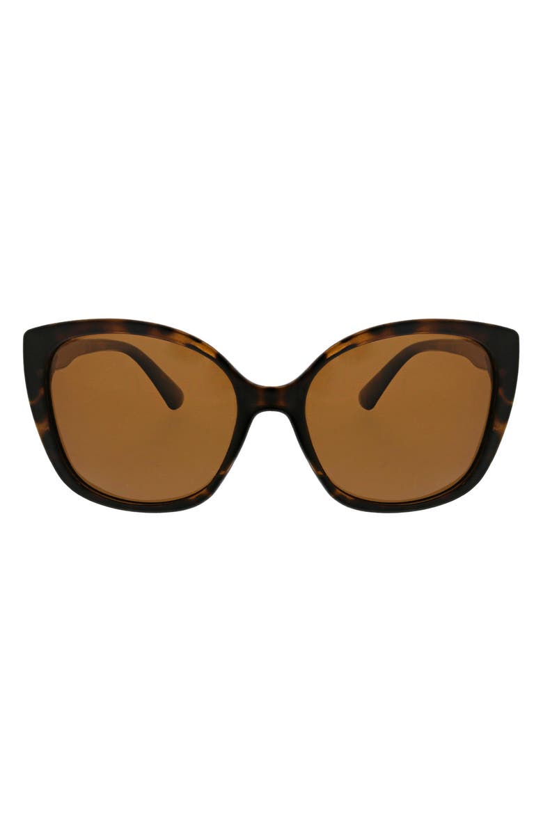 Oscar de la Renta Rounded Modern 54mm Cat Eye Polarized Sunglasses, Main, color, Tortoise