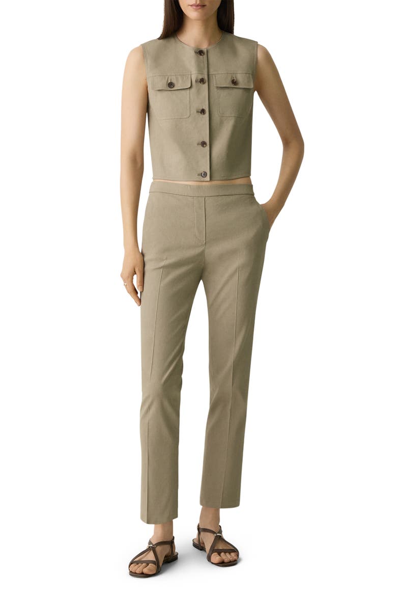 Linen Blend Trucker Vest, Alternate, color, SOFT TAUPE