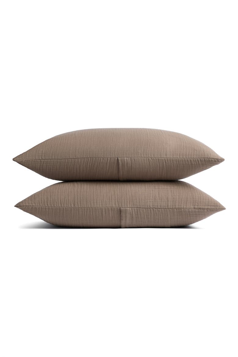 Set of 2 Cloud Organic Cotton Gauze Shams, Main, color, WARM GREY