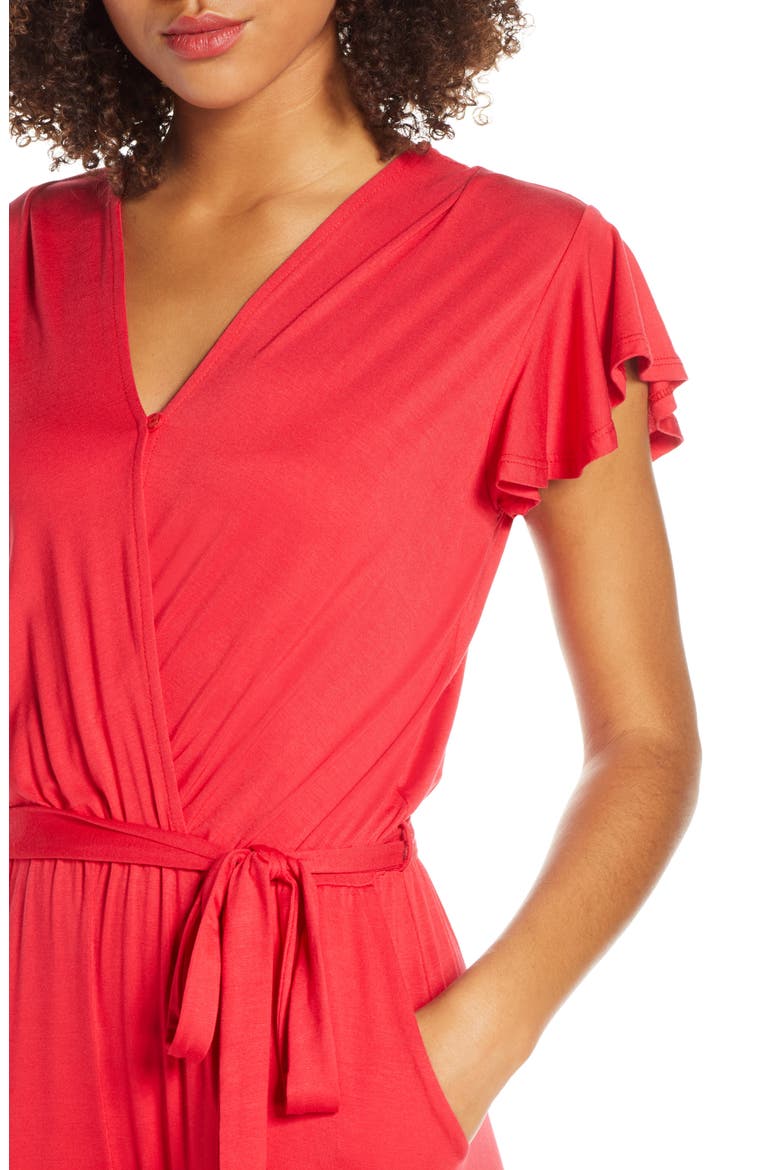 Flutter Sleeve Jumpsuit, Alternate, color, RED