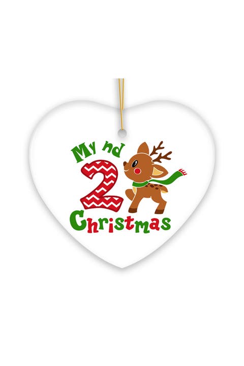 My 2nd Christmas Baby Fawn Heart Ornament