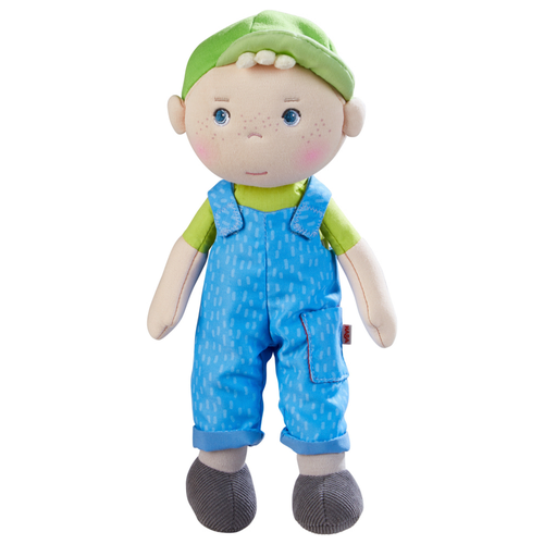HABA Snug Up Till - 10" Soft Doll, Machine Washable Baby Boy Doll, Snuggly Toddler Plush Figure for 18 Months and Up in Blue Multi 