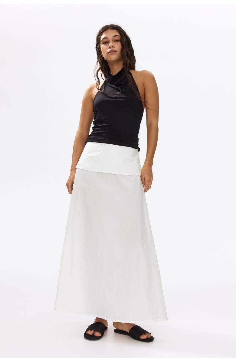 H&M Flounced Poplin Skirt, Alternate, color, Cream