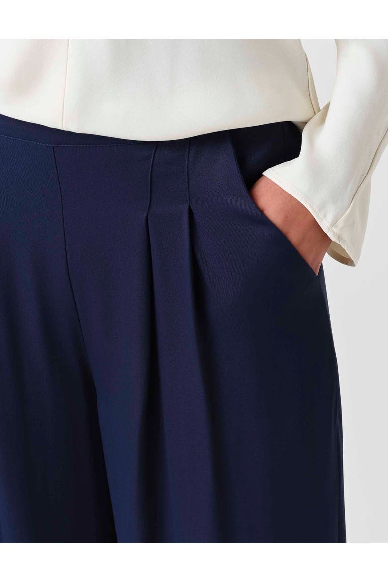 Andie Pleated Wide Leg Satin Trouser, Alternate, color, Navy