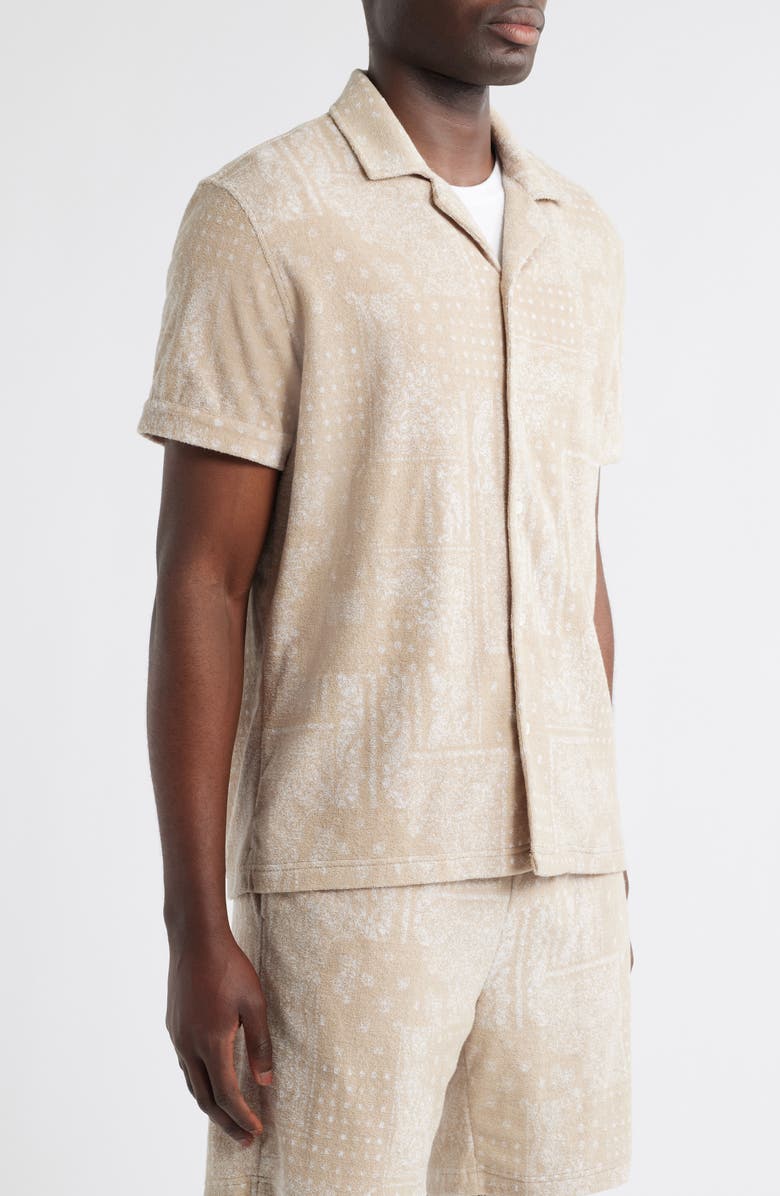 Rails Maverick Bandana Print Textured Knit Camp Shirt, Alternate, color, Bandana Craft Paper