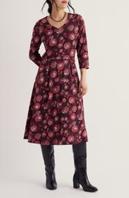 Seasalt Cornwall Pier View Floral Fit & Flare Midi Dress