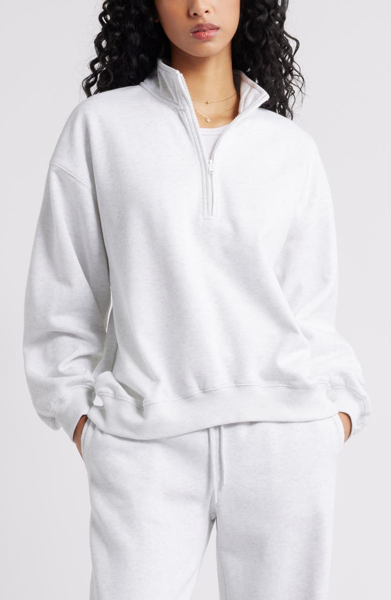 BP. Relaxed Quarter Zip Pullover, Main, color, Grey Fog Heather