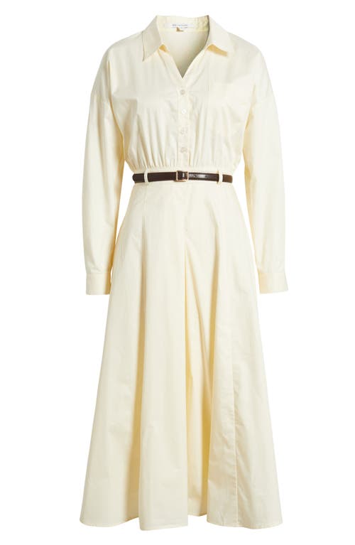 Zoe And Claire Long Sleeve Belted Midi Shirtdress In Ecru