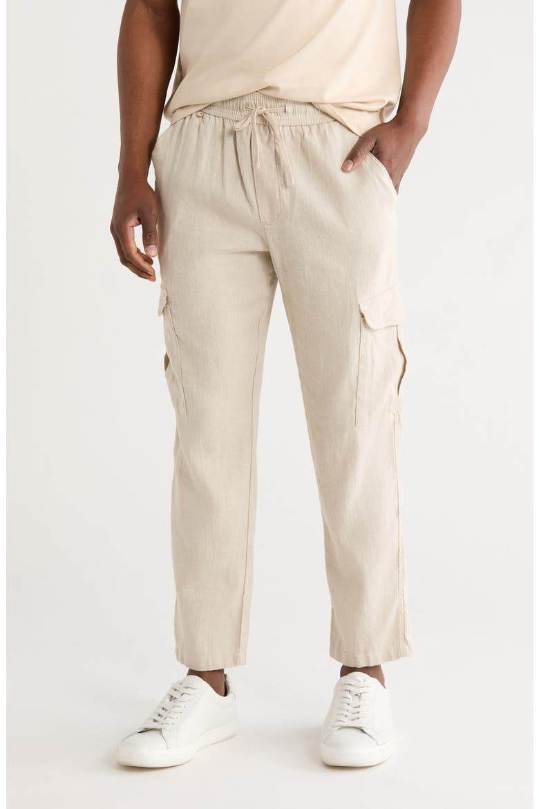 Linen & Cotton Cargo Pants, Main, color, SAND