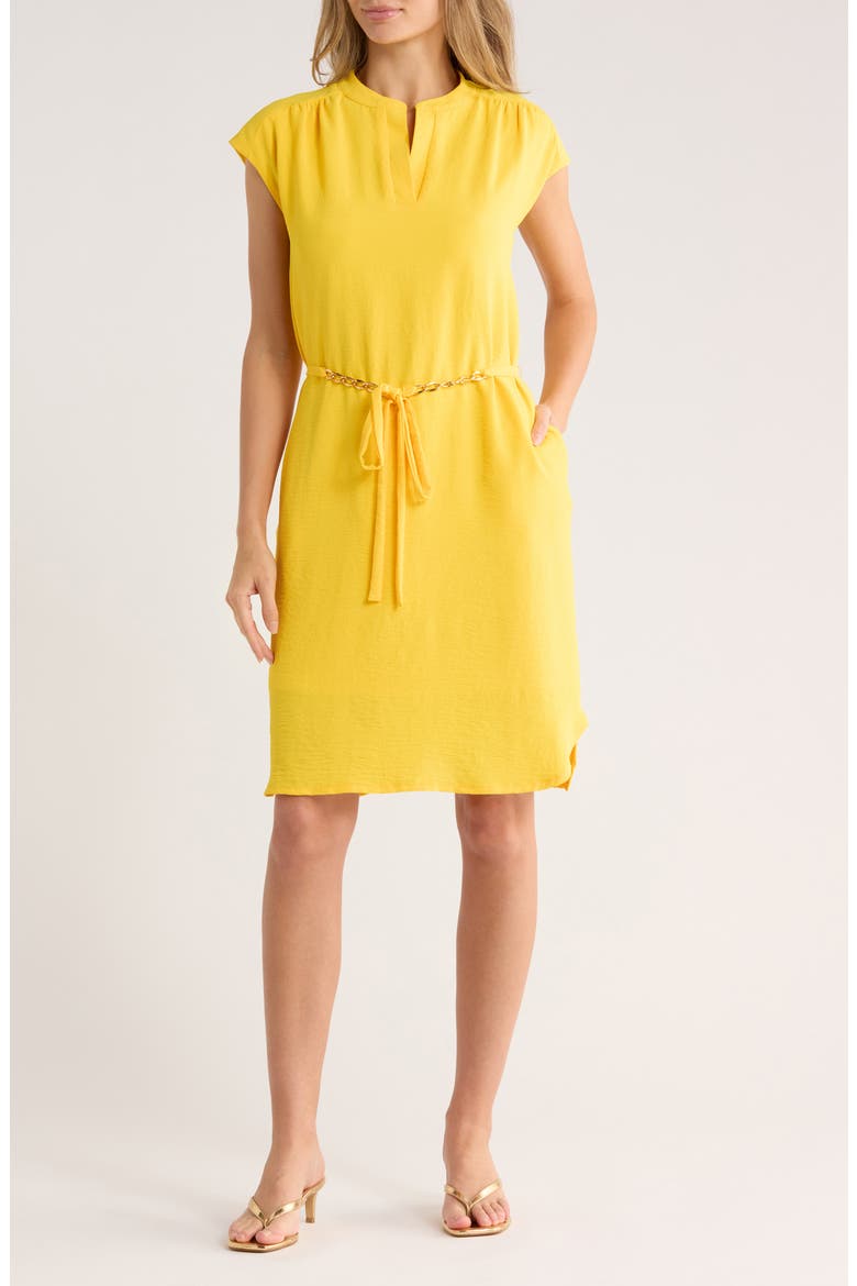 Cap Sleeve A-Line Dress, Main, color, YELLOW