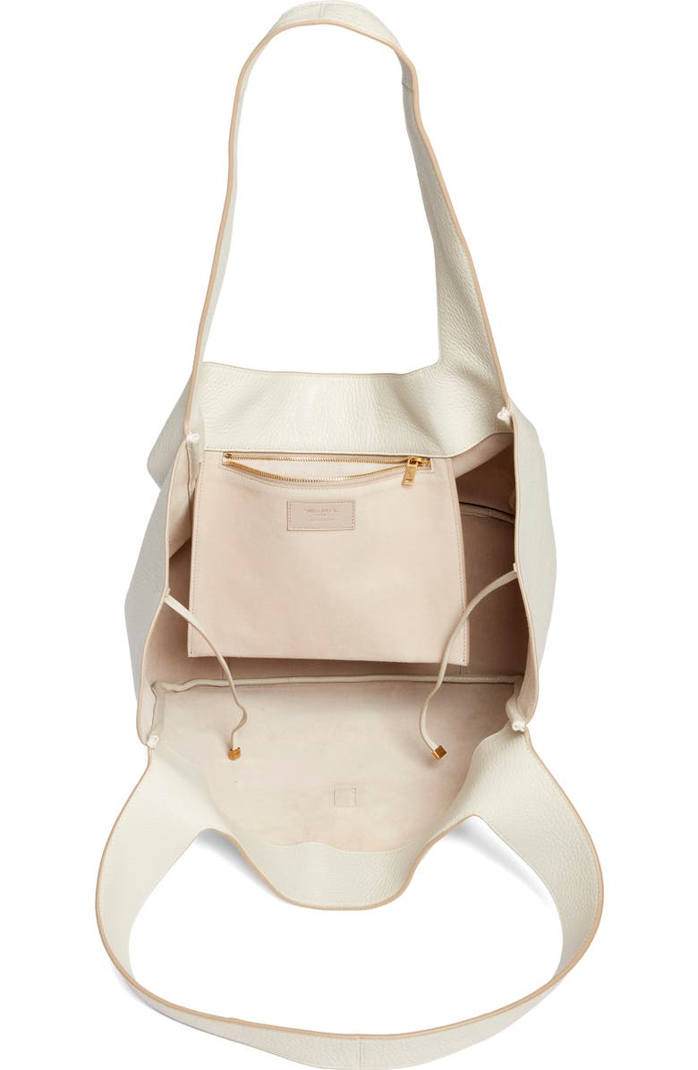 Saint Laurent Le 5 À Bea Leather Tote, Alternate, color, Crema Soft/ Dark Beige