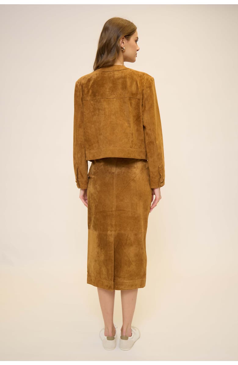 Central Park West Daphne Genuine Suede Lady Jacket, Alternate, color, Saddle Brown