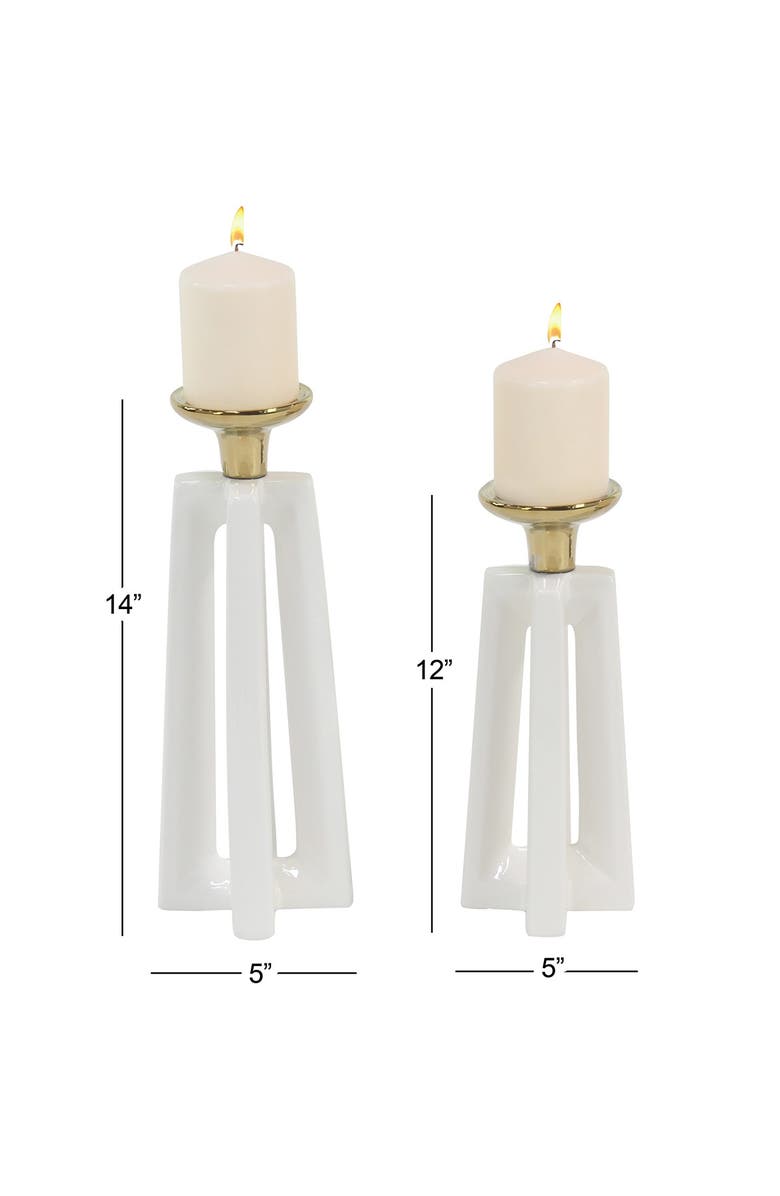 COSMO BY COSMOPOLITAN White Ceramic Modern Candle Holder - Set of 2, Alternate, color, White