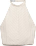 MANGO Stripe Crop Halter Top