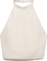 MANGO Stripe Crop Halter Top