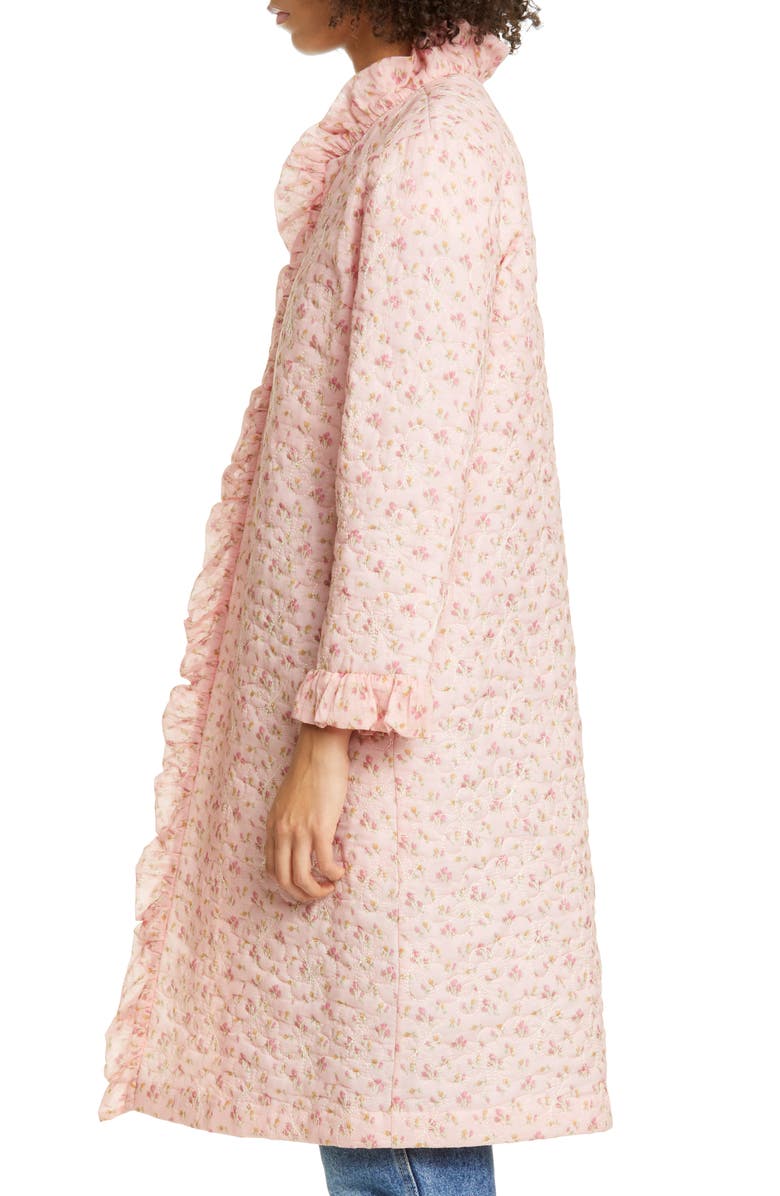 Anna Sui Butterfly Quilted Rosebuds Print Cotton Coat, Alternate, color, 