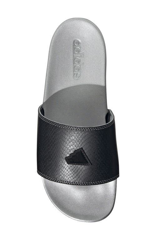 Adidas Originals Adidas Adilette Comfort Slide Sandal In Black/black/silver Metallic