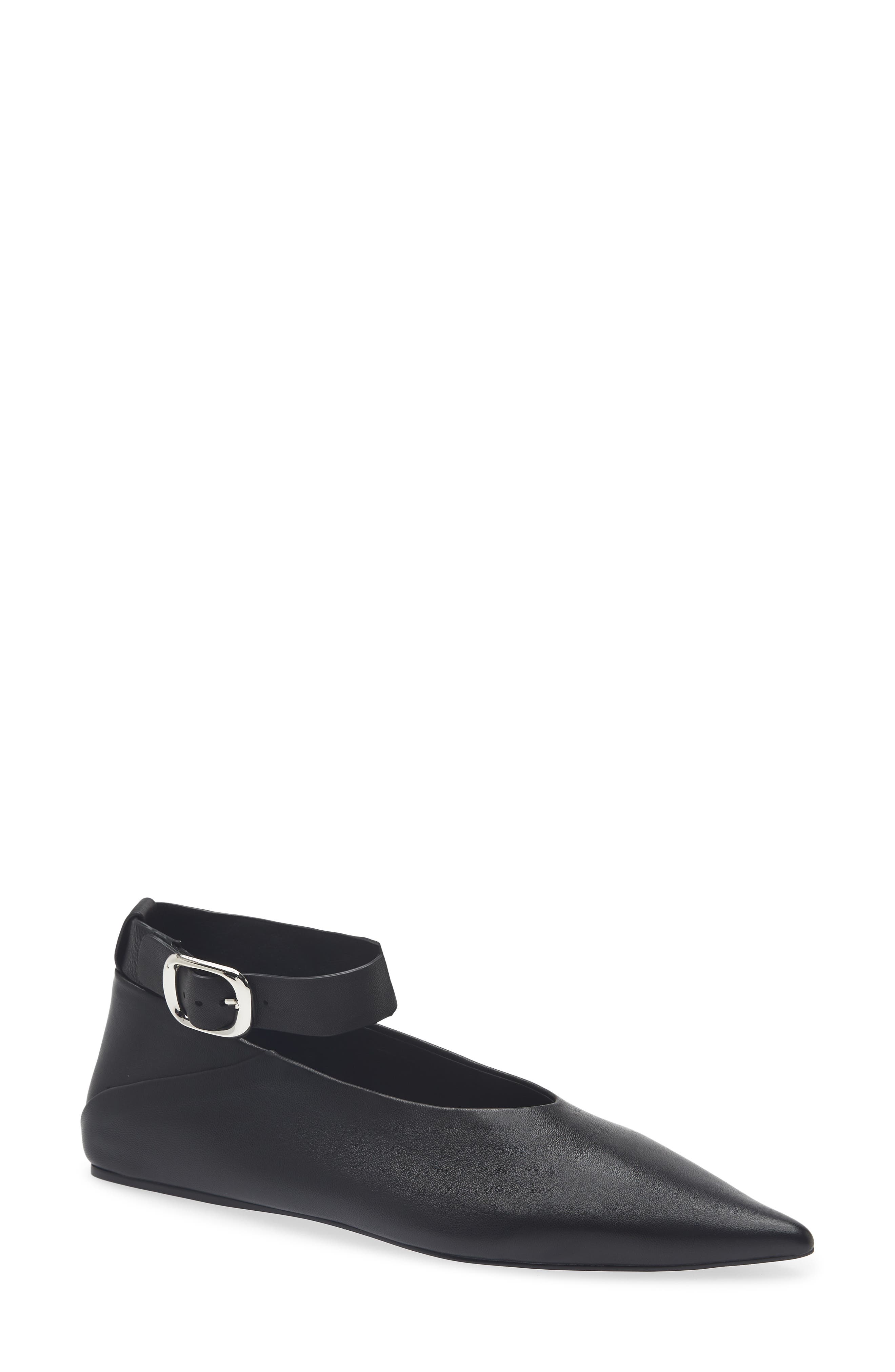 Obliged Pointed Toe Flat, Main, color, BLACK