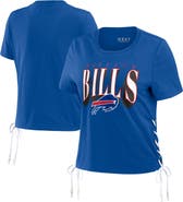 WEAR by Erin Andrews Women's WEAR by Erin Andrews Royal Buffalo Bills Lace Up Side Modest Cropped T-Shirt