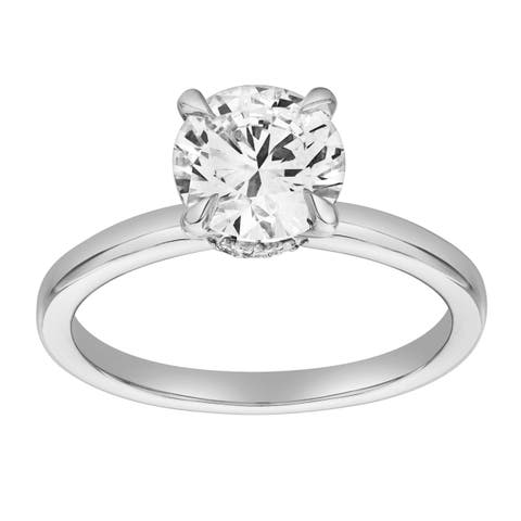Lila 14K Gold Round Lab Grown Diamond Hidden Halo Ring - 1.5 Ct