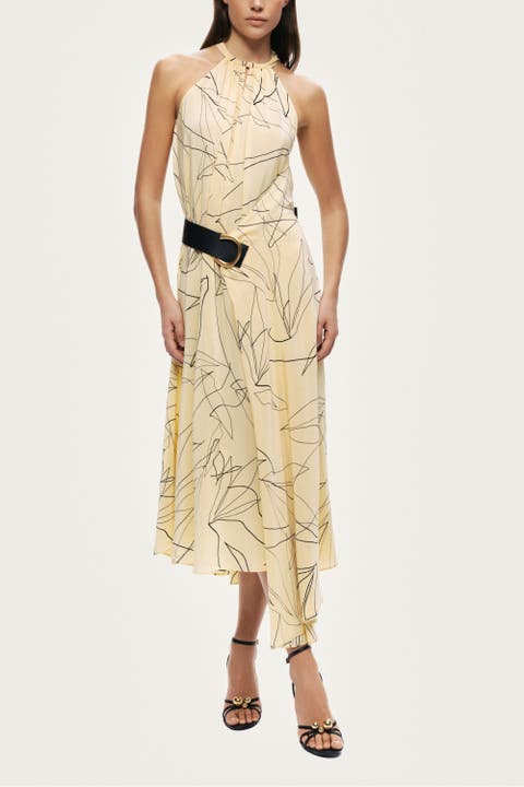 Printed Halter Midi Dress