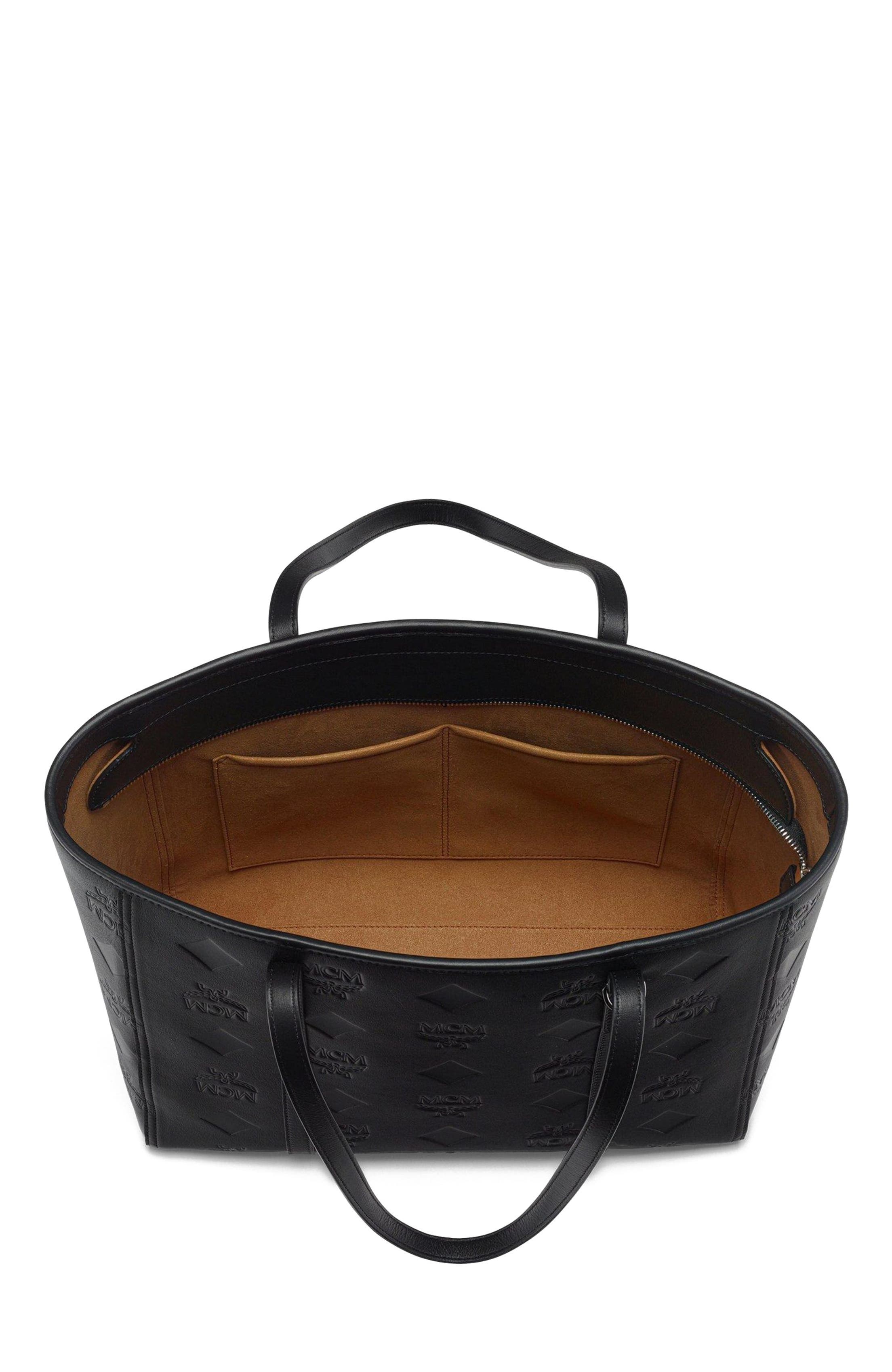 MCM Medium Toni Top-Zip Shopper in Maxi Monogram Leather, Alternate, color, Black