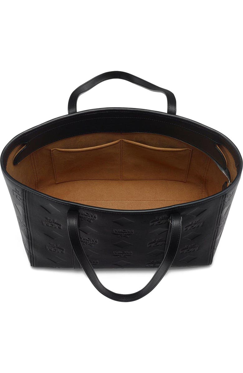 MCM Medium Toni Top-Zip Shopper in Maxi Monogram Leather, Alternate, color, Black