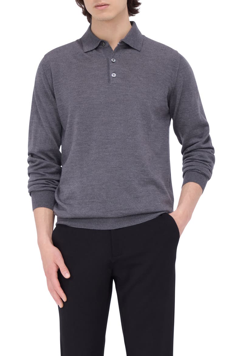 Merino Wool Polo Sweater, Main, color, ANTHRACITE
