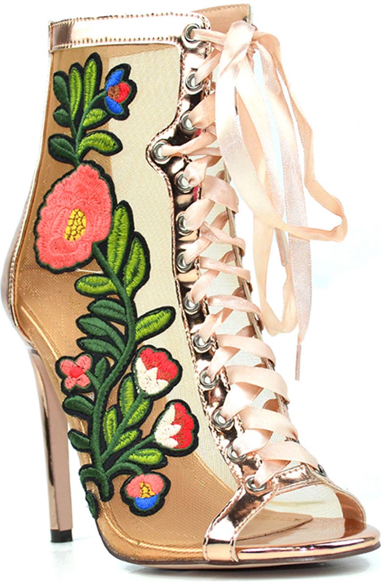 CHASE AND CHLOE Rhode Lace-Up Boot, Main, color, Rose/ Gold